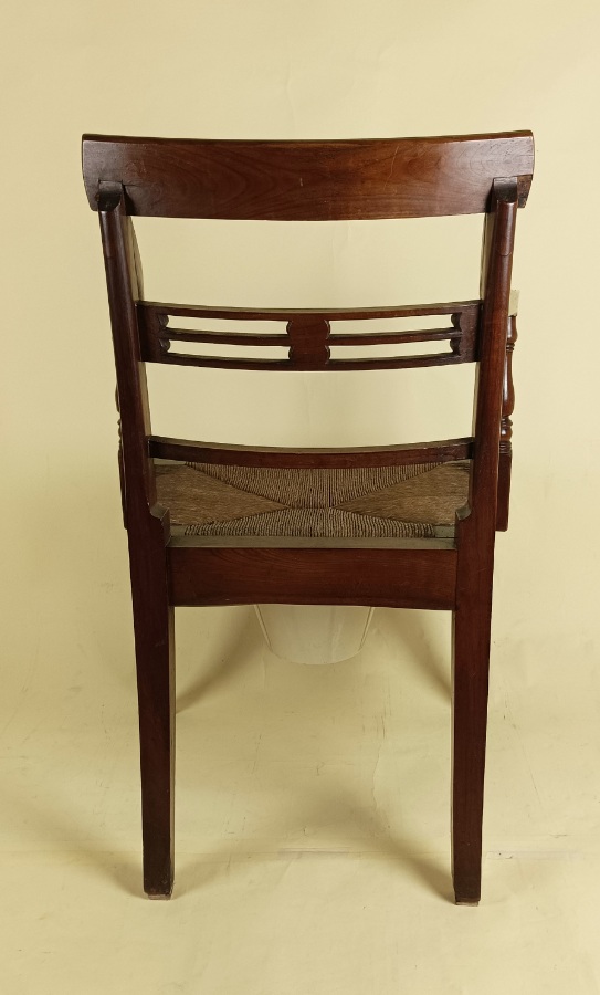 Regency mahogany commode elbow open armchair